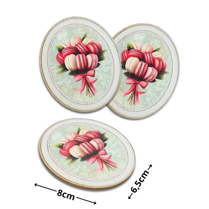 Nyomtatott dekorkarton - Macaron csokor ovál tábla 3db/cs