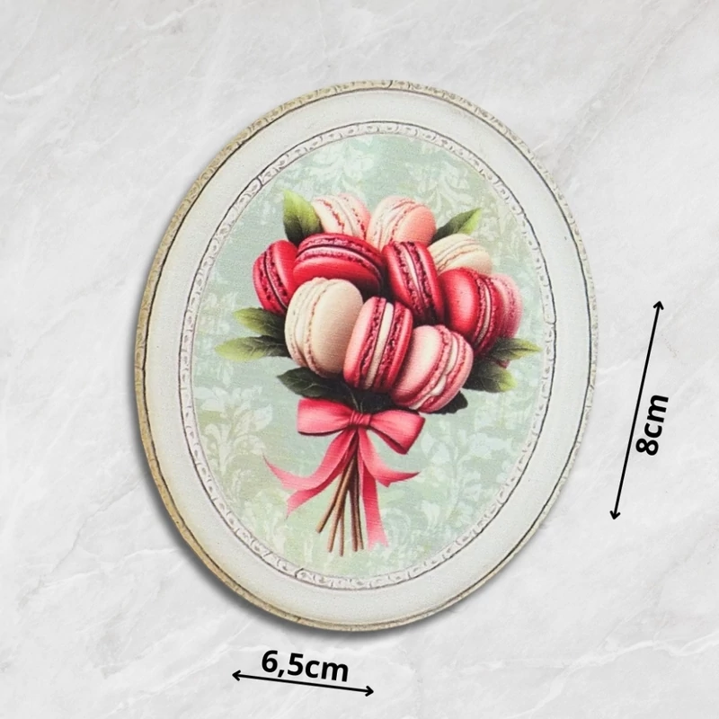 Nyomtatott dekorkarton - Macaron csokor ovál tábla 3db/cs