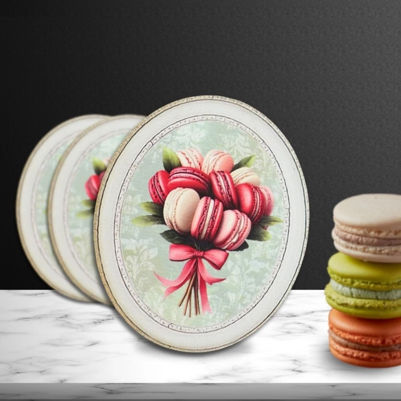 Nyomtatott dekorkarton - Macaron csokor ovál tábla 3db/cs