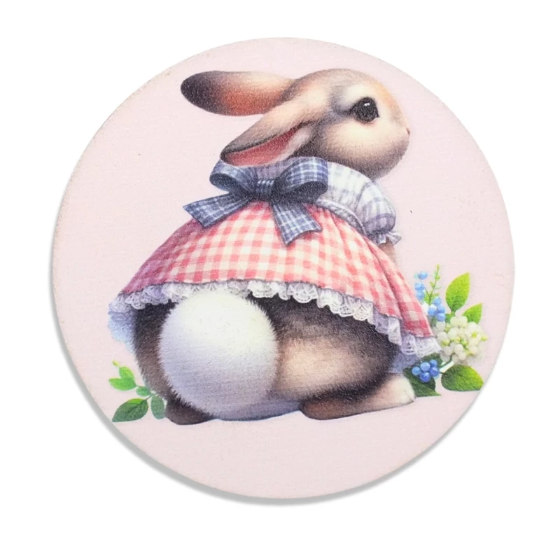 Nyomtatott fa tábla - Kerti nyuszi popi koszorúközép 11,8cm