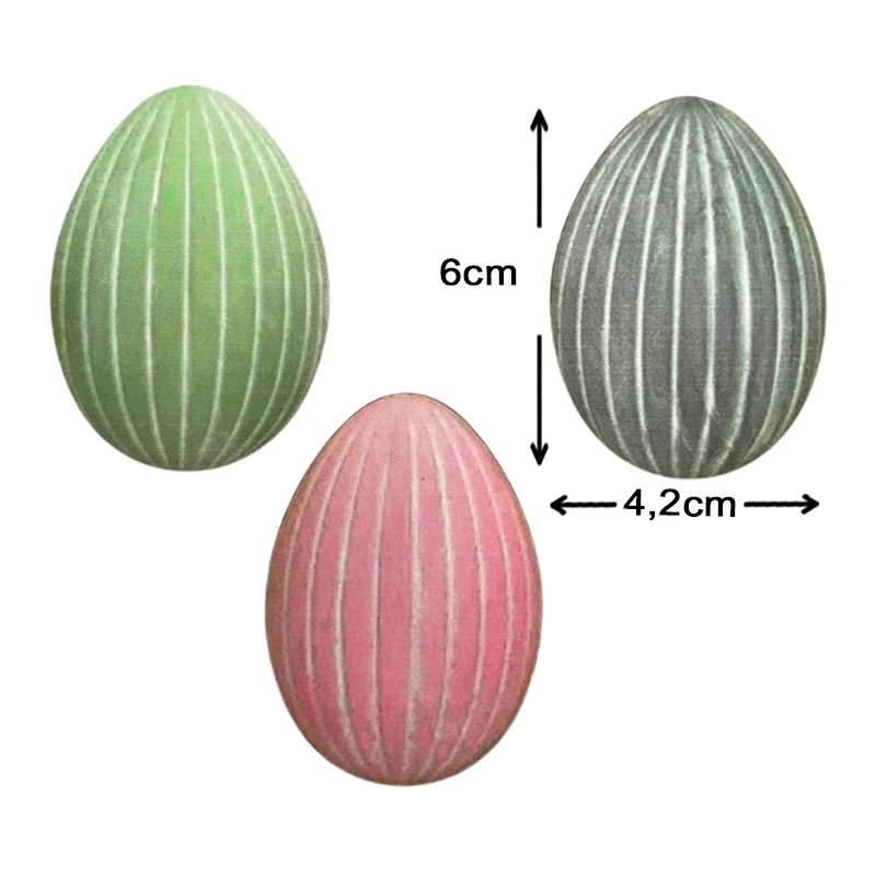 Nyomtatott dekorkarton - Pasztell csíkos tojások 5,5cm 3db/cs