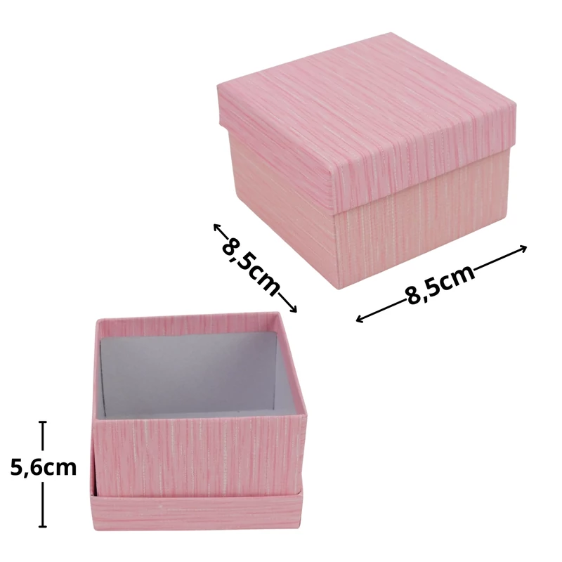 Papírdoboz négyzet 8,5*8,5cm rózsaszín 6db/szett