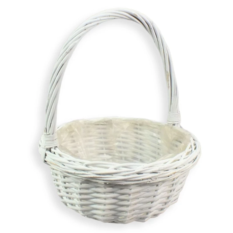 Fonott kosár fehér 38cm - kerek