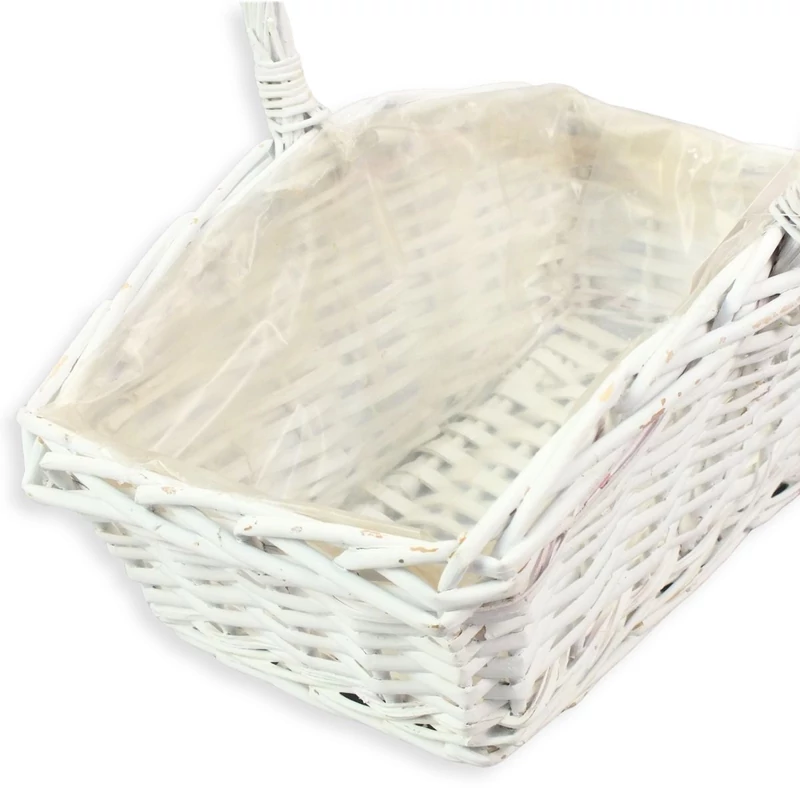 Fonott kosár fehér 35cm - szögletes