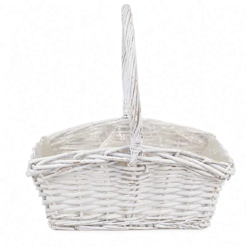 Fonott kosár fehér 35cm - szögletes