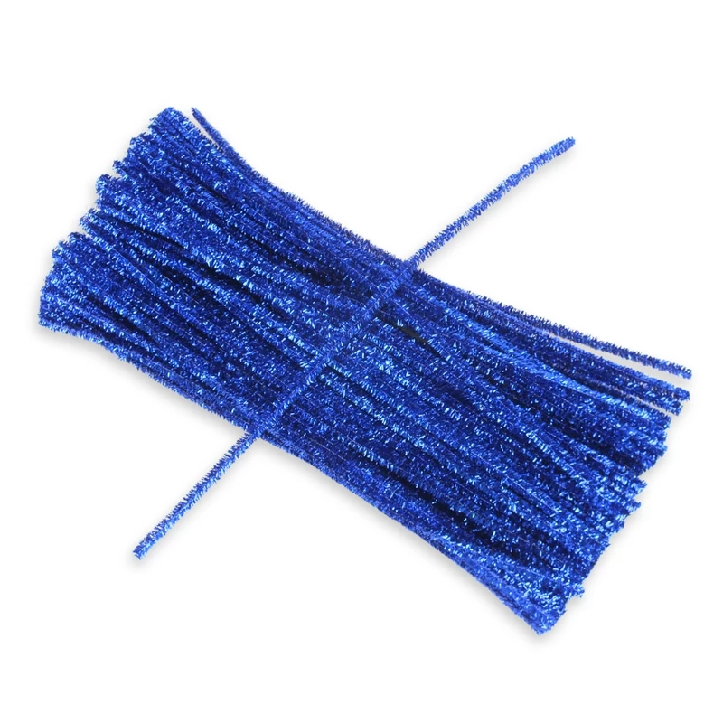 Csillámos zsenília drót - kék 100db/cs