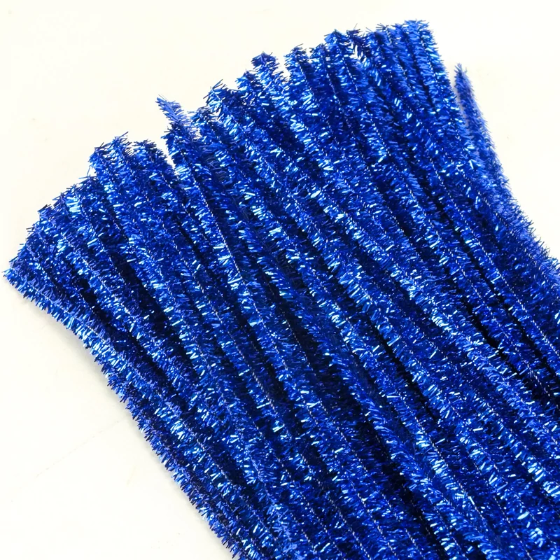 Csillámos zsenília drót - kék 100db/cs