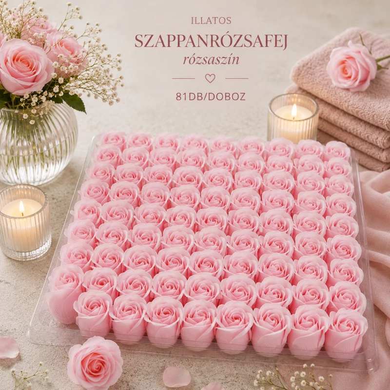 Illatos szappanrózsafej rózsaszín 81db/dob