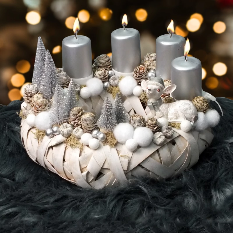 Csináld magad! - Őzikés ezüst adventi koszorú