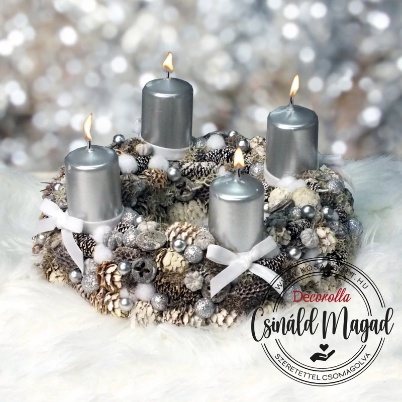 Csináld magad! - Masnis ezüst adventi koszorú