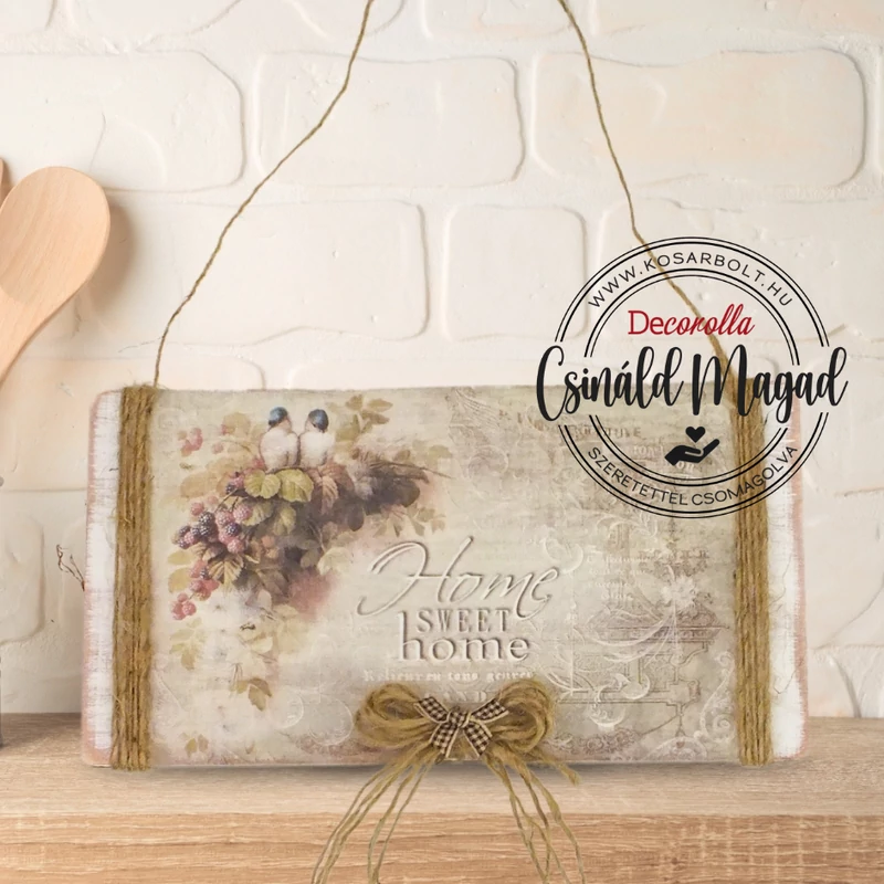 Csináld magad - „Home Sweet Home” – Madárkás falidísz spárgás díszítéssel