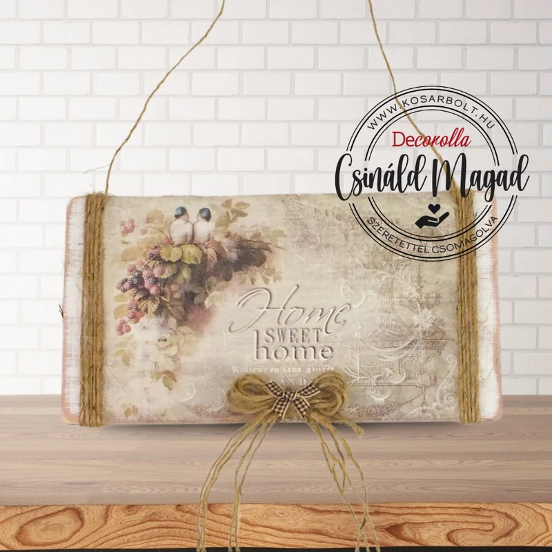 Csináld magad - „Home Sweet Home” – Madárkás falidísz spárgás díszítéssel