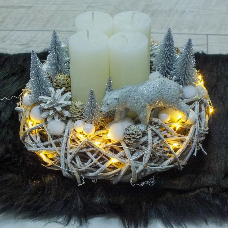 Csináld magad - Jegesmedvés adventi koszorú LED világítással