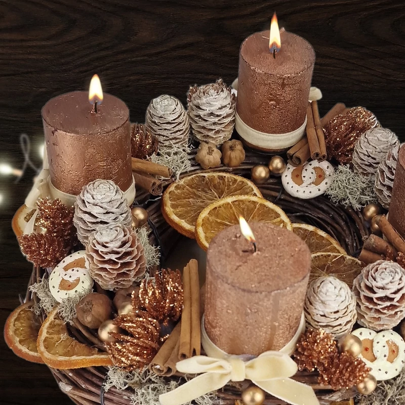 Adventi koszorú karácsonyi illatokkal 24cm