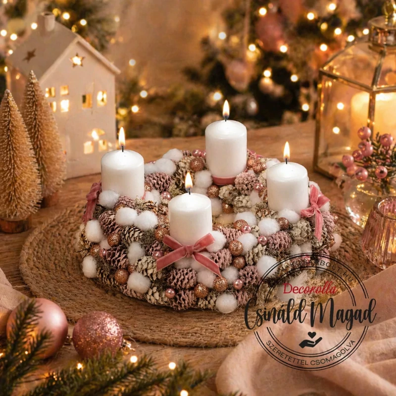 Csináld magad! - Terméses fehér adventi koszorú 24cm