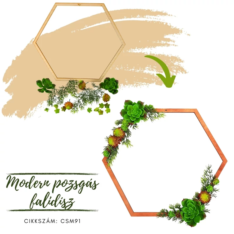Natúr fa - Keret hatszög 32cm