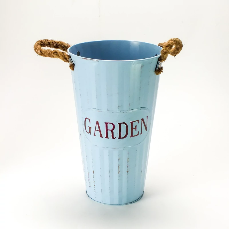 Bádog váza 30cm Vintage kék