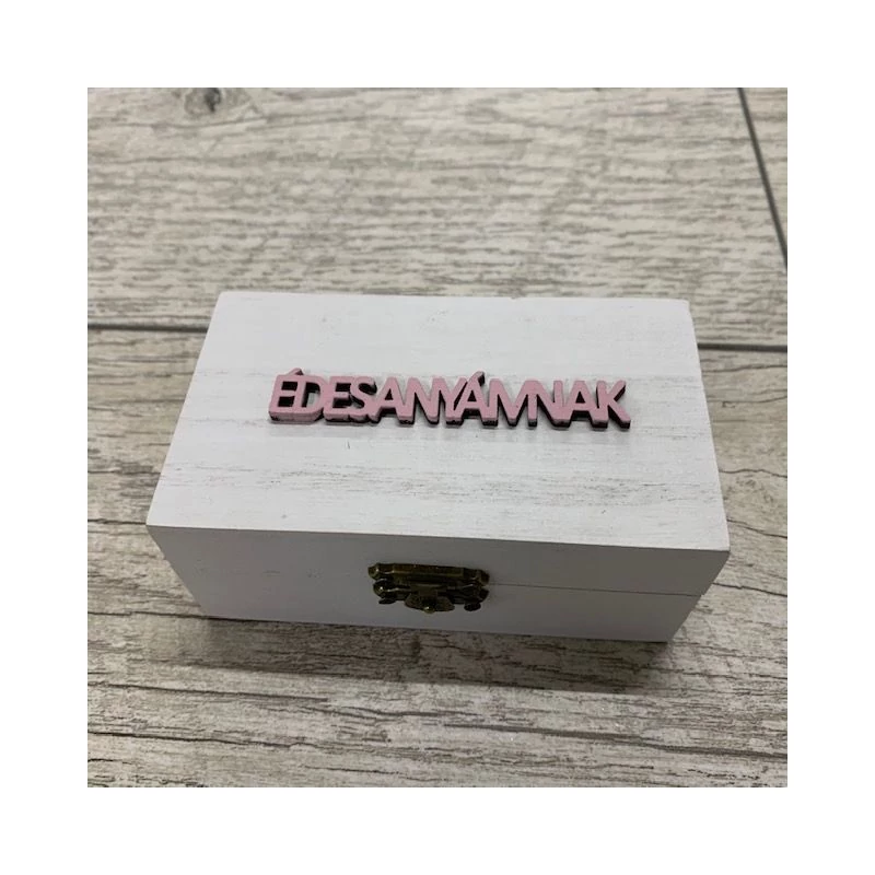 Illatos szappanrózsa fehér fadobozban "Édesanyámnak" - Rózsaszín