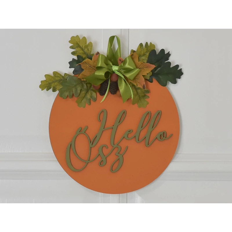 Natúr fa - Hello Ősz felirat 20cm festett