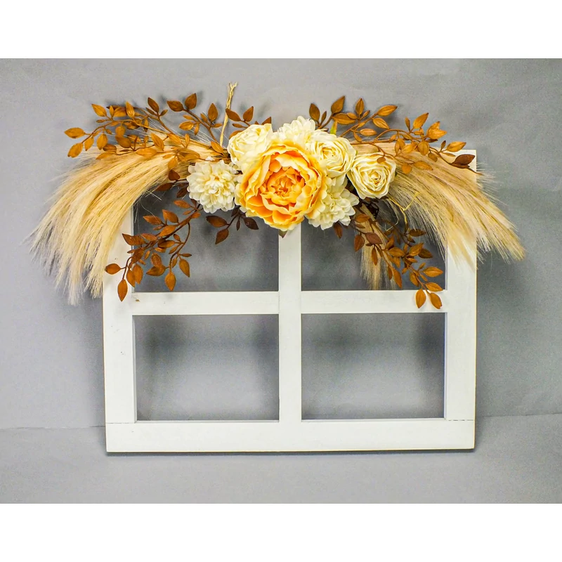 Dekorációs ablakkeret fából fehér 51cm*41cm