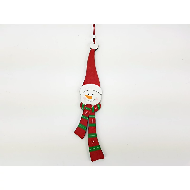 Akasztós karácsonyi dísz szett fából - hóember/maci
