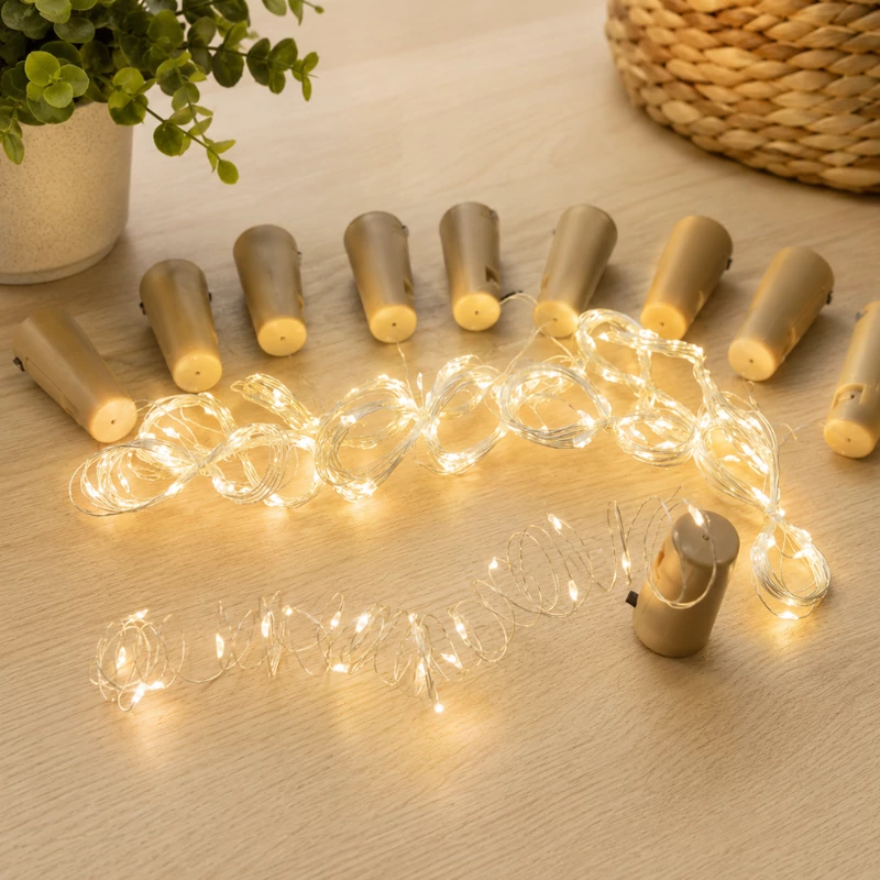 LED fényfüzér dugóval 20LED/2m - meleg fény 10db/cs - OKOS ÁR!