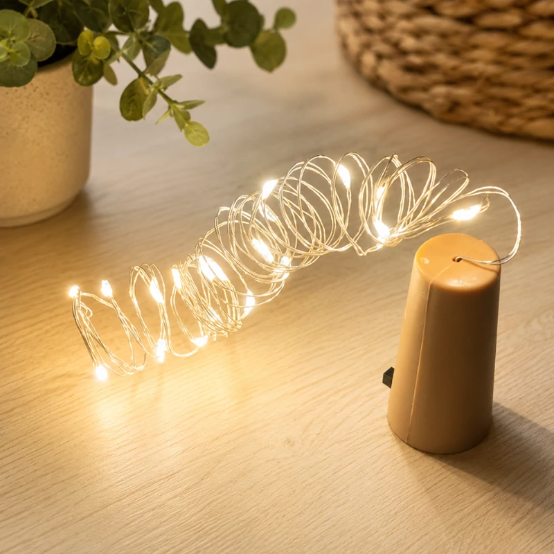 LED fényfüzér dugóval 20LED/2m - meleg fény