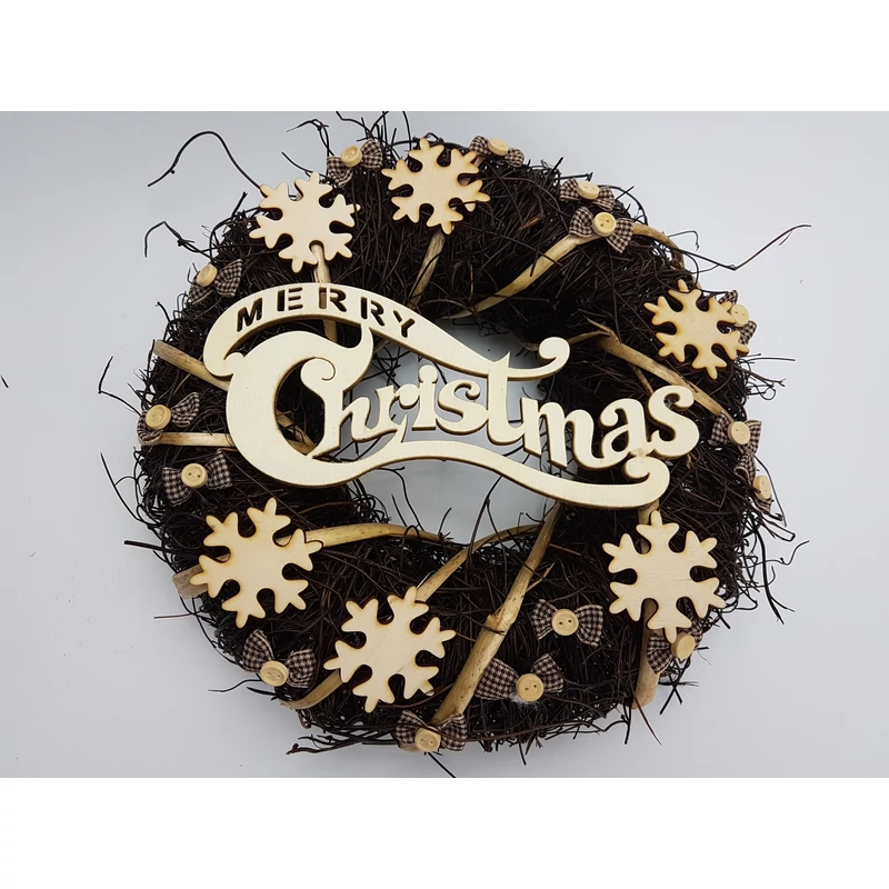 Natúr fa - Merry Christmas íves 20cm 3db/csomag