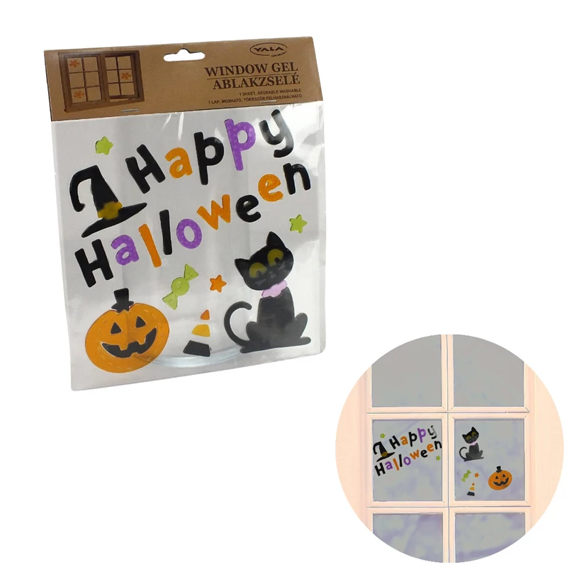 Happy Halloween Ablakzselé Cicás 
