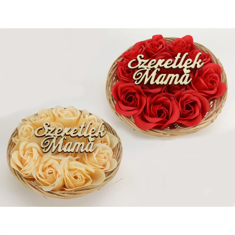 Anyák napi kerek kosárka bézs "Szeretlek Mama"