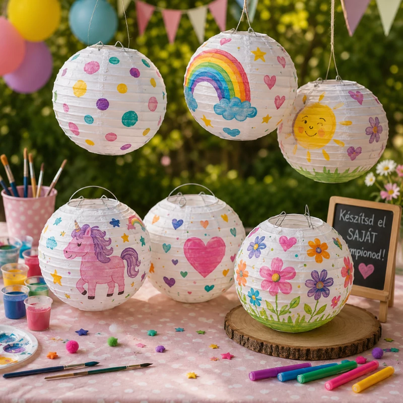 Papír lampion fehér 15cm