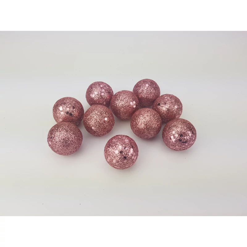 Glitteres hungarocell golyók 30mm rózsaarany 10db/csom