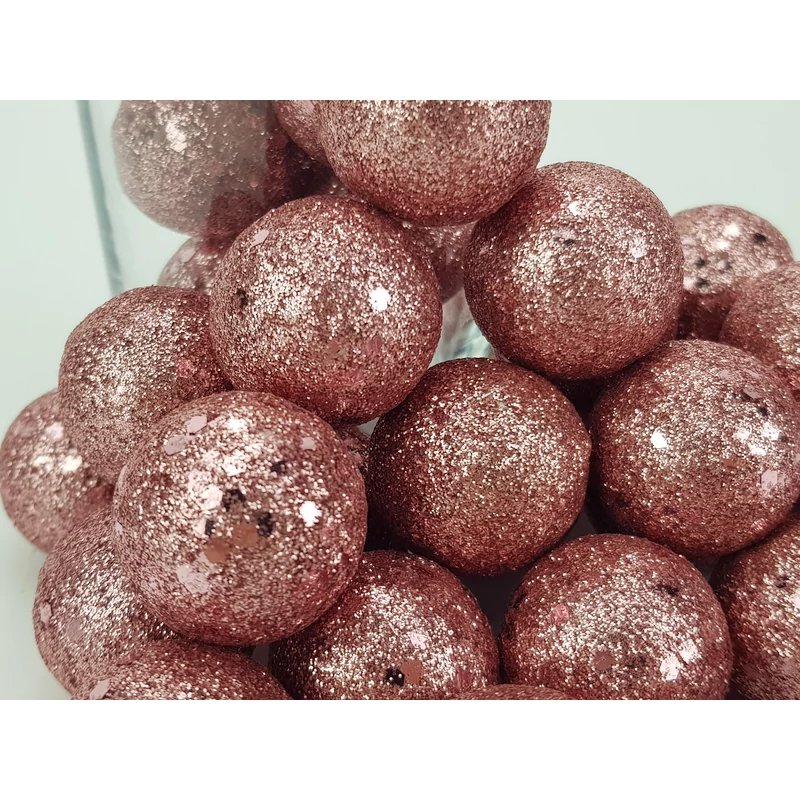 Glitteres hungarocell golyók 30mm rózsaarany 10db/csom