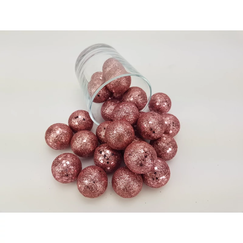 Glitteres hungarocell golyók 30mm rózsaarany 10db/csom