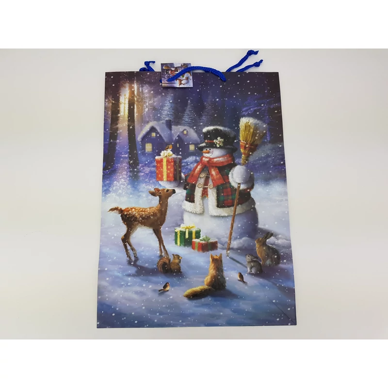 Ajándéktasak - hóember és erdei állatok 33x46