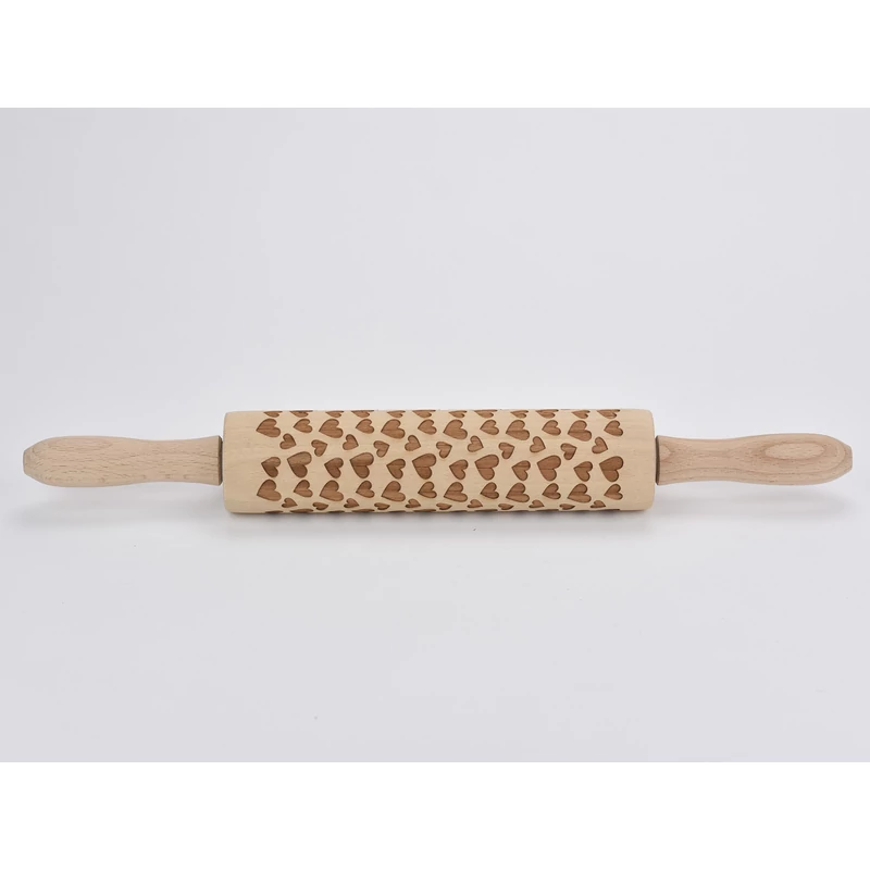 Kekszmintázó sodrófa - Szíves 38cm