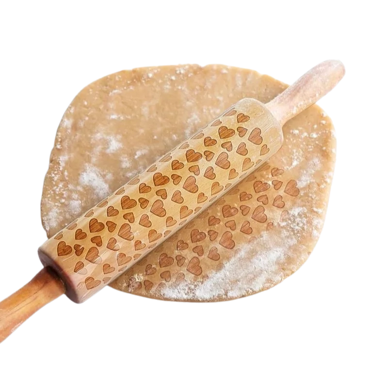 Kekszmintázó sodrófa - Szíves 38cm