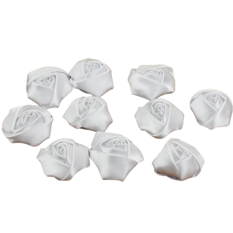 Esküvői szatén rózsafejek 3,5cm 10db/csomag