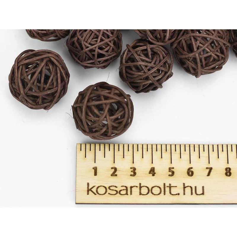 Vessző gömb barna 3cm 10db/csomag