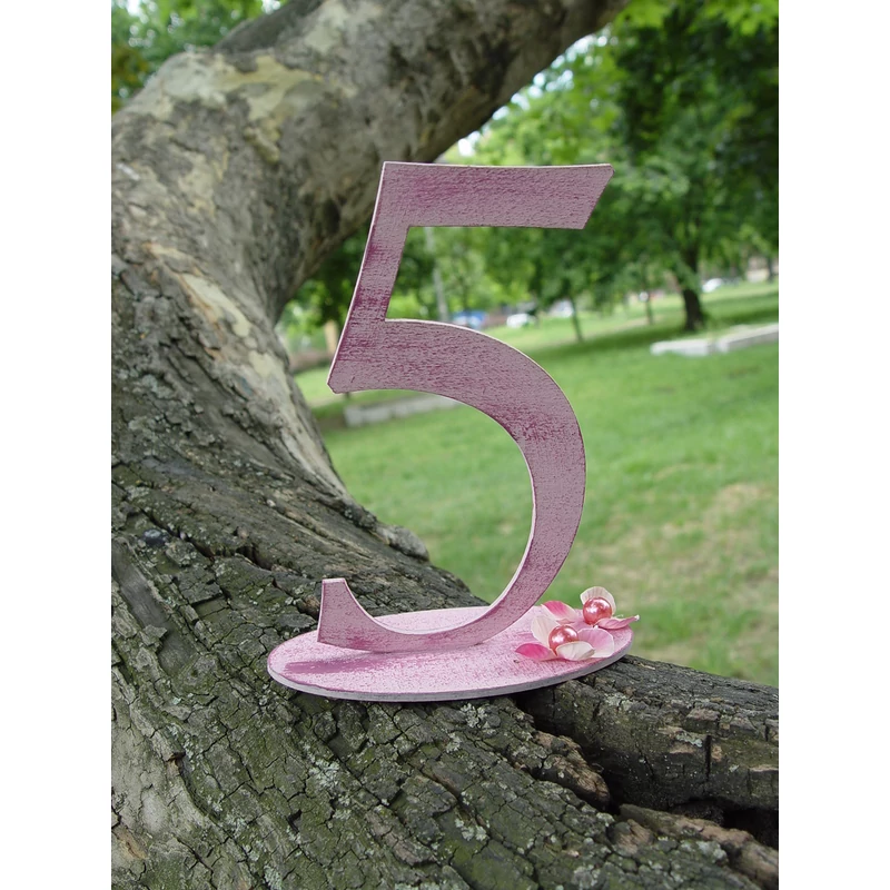 Natúr fa - Asztalszám 5-ös 15cm