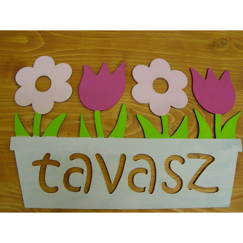 Natúr fa - "Tavasz" tábla virágládás 32cm