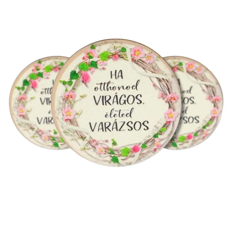 Nyomtatott dekorkarton  - Otthonod virágos - kör 3db/cs