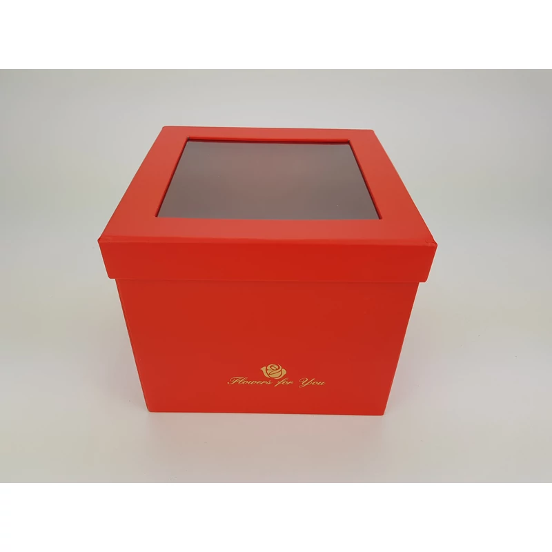 Virágbox és bonbon doboz tetővel - piros