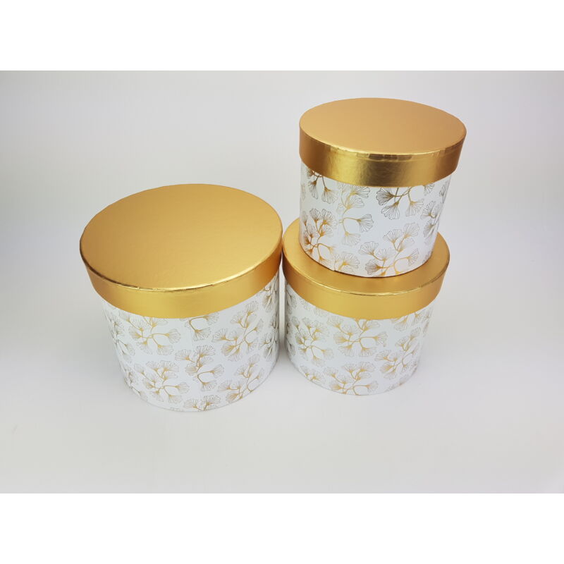 Aranyfedeles dobozok - virágmintás fehér 3db/szett