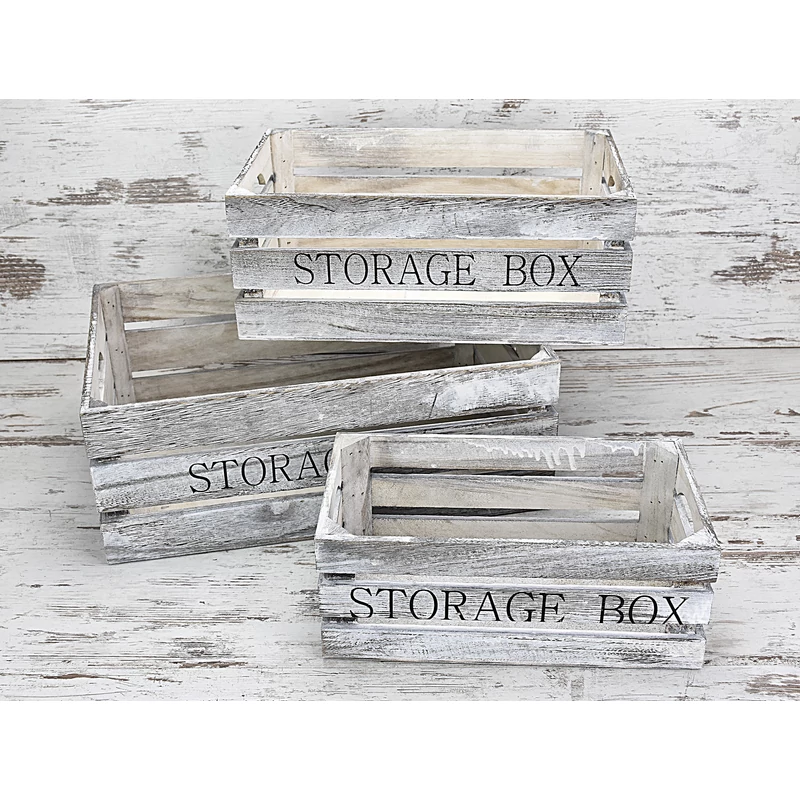 Fa rekesz storage box 3db-os