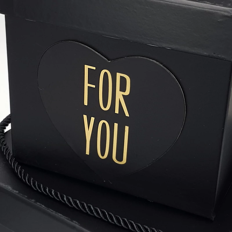 Kocka papírdoboz " For you" fekete 3db/szett