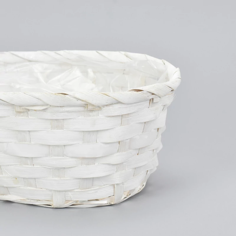 Bambusz ovál fonott tál fehér 25cm