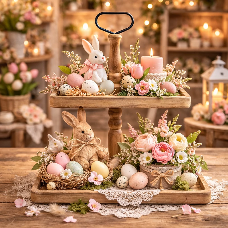 Kétszintes kínáló tál fából barna 40x20cm mag:45cm 12/#