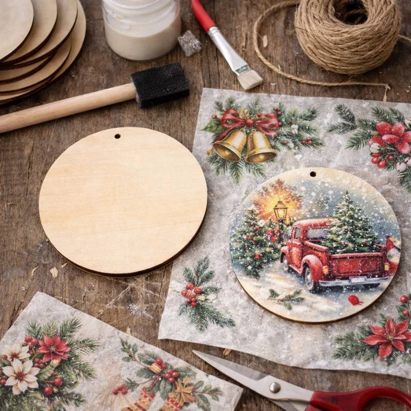 Fa kör lap lyukkal natúr 12cm 10db/csomag