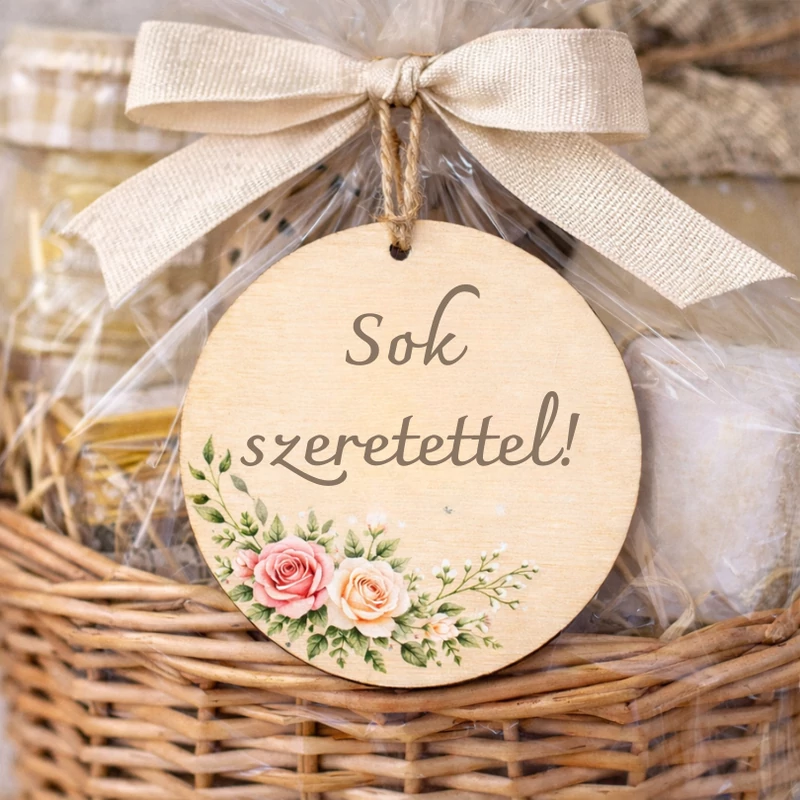 Fa kör lap lyukkal natúr 12cm 10db/csomag